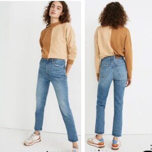 Madewell Classic Straight Jeans High Waist Zip Fly Pockets Distressed Stretch 26